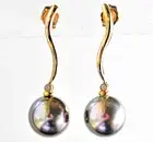 Tahitian Pearl and Genuine Diamond Earrings in 14K Gold Valuation $2380 NEW