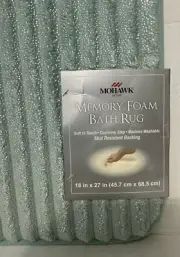 Mohawk -Memory Foam Bath Rug- Quick Dry -Teal Glitter-Foil Dots-18” X 27”-New