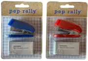 [Pack of 2] Pep Rally Mini Stapler w/800ea Staples, Blue & Red