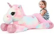 Large Unicorn Teddy Bear Pink Giant Filled Unicorn Tie-Dye Plush Toy Girls Gift