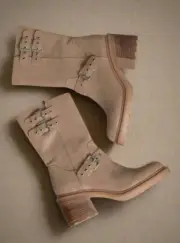 Size US 8 Oasis Society - Rider Boots with Buckles, Taupe