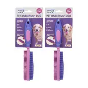 2PK White Magic Pet/Dog Hair Brush Duo Grooming Comb 27cm
