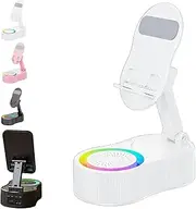 No-Pair Speaker & Charging Stand, Dock Holder, Wireless Induction Audio Bluetooth Speaker 5-in-1 Phone Holder, 360 Rotation Bluetooth Phone Speaker Stand,White