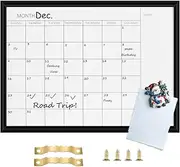 TORASO Dry Erase White Board & Monthly Calendar Board, Black Frame, Small Size Planning Board for Office, School and Home, Hanging Board for Schedule/Timetable,12" x 16"(YL-BK-3040-A)