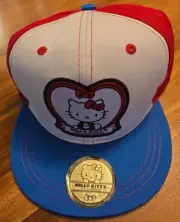 Hello Kitty 40th Anniversary Red White Blue Adjustable Snapback Hat New With Tag