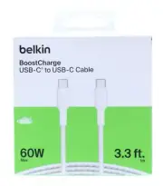 Belkin BoostCharge Braided USB-C to USB-C Cable 3.3 ft White New