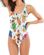 [RPLIFE] Cute Gnome Purple Womans Bathing Suits, Low Back Swimsuits for Women Basic Swimsuits for Women, Cute Caterpillar, Small