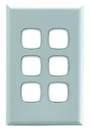 8x HPM EXCEL SWITCH COVERPLATES 6-Gangs Horizontal & Vertical, High Gloss, White