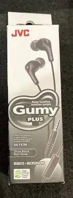 JVC Gumy Plus in-Ear Headphones With Microphone & Remote Control Olive Black NEW