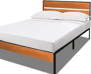 Royal Sleep King Bed Frame Durable - Iron Frame with Solid Wood Pine Headboard, Footboard, and Slats - Non-Slip Rubber Foot pad Modern Bedframe