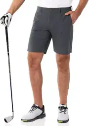 Men'S Golf Shorts 9" Dry Fit Stretch Golf Short UPF 50+ Lightweight Flat Front 4