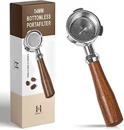 Bottomless Portafilter 54mm for Barista Series - Naked 54mm Bottomless Portafilter with Removable 18g Filter Basket, Stainless Steel 3 Ear Design with Rosewood Handle, Espresso Machine Accessories