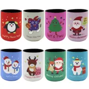 8x Christmas Stubby Stubbie Holders Beer Bottle Drink Can Cooler Santa Reindeer,