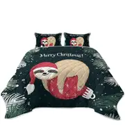 Funny Santa Sloth Sleeping on Christmas Bauble Coverlet