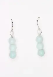 Amazonite Blue 6mm Ball Natural Gemstone .925 Sterling Silver Earrings 1 1/4"