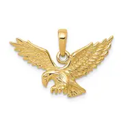 14k Yellow Gold Solid Polished Eagle Landing Pendant