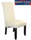 Dining Chair Avalon Brand New rolled back ivory Pu Leather Wenge Timber legs