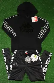 Kappa Youth Banda Hurtado Logo Hoodie & Mickey 90yrs Track Pants Set, Black, 10Y