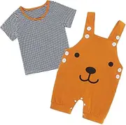 [Kimoda] Baby Boys Clothes Set Summer Newborn Shorts Outfits 2pcs Short Sleeve T-shirt Top + Short Dungarees
