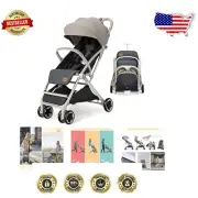 Lightweight Baby Stroller with One-Hand Fold & Canopy - Compact Gray Travel M...