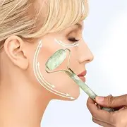 YANTALHKBHDAU Jade Roller Gua Sha Massage Tool Natural Facial Massage Tool Roller Face Massager (Color : A01)