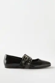 [Rubi] Rubi - Miley Double Strap Ballet - Black textured 39 BLACK TEXTURED