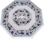 3'x3' Marble Dining Table Top Side Table Precious Peacock Inlay Hallway Decor