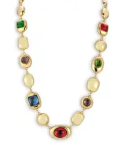 Aqua Multicolor Pebble Stone Statement Necklace - Exclusive