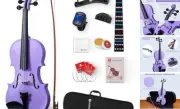 Purple Violin for Beginner Fiddle Set, 4/4 Full Size Acoustic Violins Starter