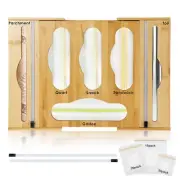 Zip Lock Bag Organizer, 6 in 1 Foil and Plastic Wrap Dispenser with Cutter, B...