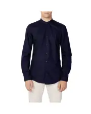 Antony Morato Mandarin Collar Shirt Long Sleeves - Shirts - Blue -Size 48
