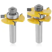 2Pcs 1/2inch Shank Tongue and Groove Router Bit Set Carbide T-Shape 3-.-./'