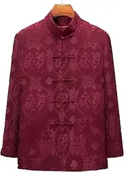 [Generic] Men Tang Suit Jacket Traditional Chinese Shirt Kung Fu Top,Chinese Spring and Autumn Tang Suit Men Jacket