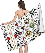 VPPUR Mexican Salsa Symbols Print Camping Bath Towel 52 x 32 in Soft Highly Absorbent Quick Dry Towels for Bathroom