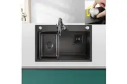 ACA Stainless Steel Kitchen Sink 680x450mm Drainage control Laundry Handmade sinks Single Bowl Strainer waste