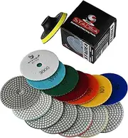 Diamond Polishing Pads 4 inch Wet/Dry 8 Piece Set Granite Stone Concrete Marble