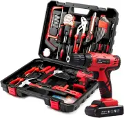 Lightweight 110-Pcs Cordless Hammer Drill Set with Case - Perfect for Home Use