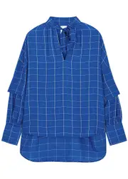 Day Birger ET Mikkelsen Mae Blue Checked Woven Blouse - 14 14