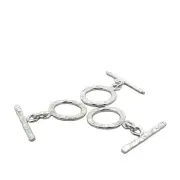 925 Silver Toggles 3 Pcs Sterling Silver Hammered/Patterned Toggle #T9SS