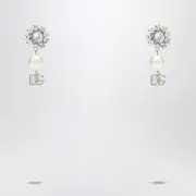 [Dolce & Gabbana] Pearl earrings with silver DG logo One size Metal