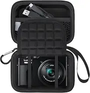 Lacdo Camera Carrying Case for Panasonic LUMIX ZS99/LX10/ZS80/ZS100/ZS70/ZS200/ZS60 Point and Shoot Digital Camera, Protective Camera Storage Trave Bag, Mesh Pocket fits Batteries, Cable, Black+Black