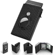 Mens Wallet Card Holder For Airtag Leather Smart Wallet Compatible Apple Air Tag