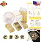 Complete Clear Gold Dinnerware Set for Parties - 50 Plates, Cups, and Silverware