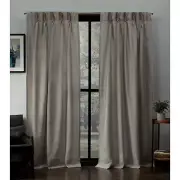 Loha Light Filtering Pinch Pleat Curtain Panel Pair, 96" Length, Beige