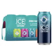 +Caffeine Variety Pack, Flavored Sparkling Water, Zero Sugar, with Vitamins a...
