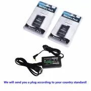 2PCS Battery + AC ADAPTER Charger for Sony PSP 2000/2001/2003/2004 Slim PSP-S110