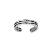 Sterling Silver .925 Bricks Design Toe Ring Adjustable Size Oxidized Made In USA