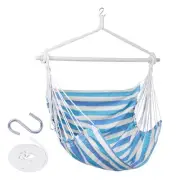 Backyard Expressions Striped Hammock Chair Hanging Rope Swing Chair, Anti Sli...