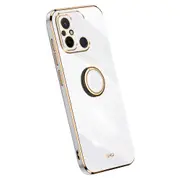 For Xiaomi Redmi 12C 4G Ring Kickstand Phone Protective Case Golden Edge TPU Back Cover