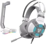 USB RGB Gaming Headset and Stand Combo for PC, 7.1 Surround Sound 50Mm Drive DTS